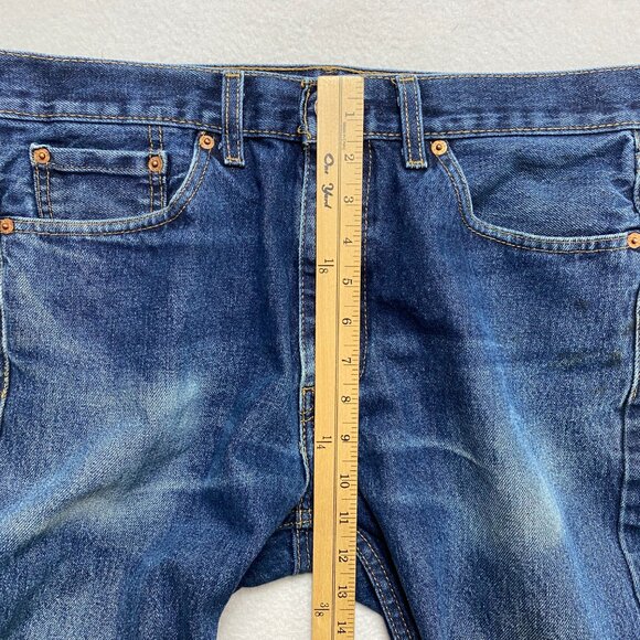 Levis 505 Jeans Mens 33 Blue Denim Straight Leg Medium Washed - Picture 9 of 13